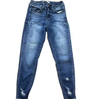 KanCan Signature Mid-Rise Ankle Skinny Blue Distressed Jeans Size 27
